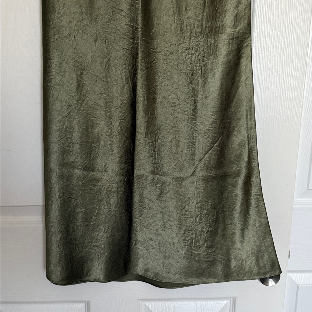 Aritzia Babaton Sundried Olive Midi Satin Skirt 0 - Picture 3 of 6